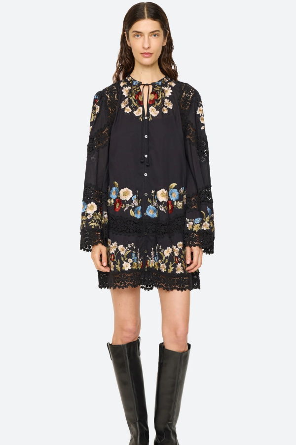 Sea NY Ruwa Embroidered Flare Mini Dress
