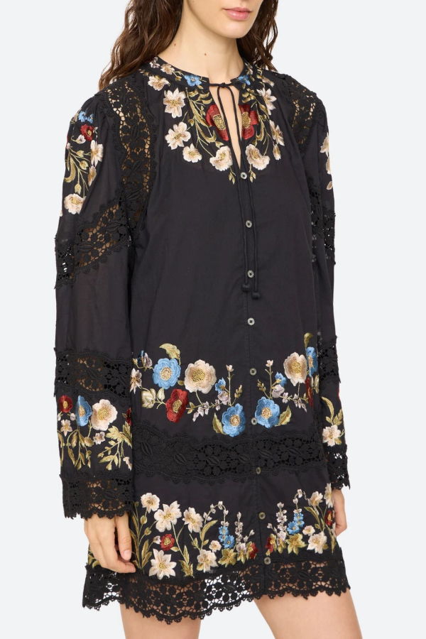 Sea NY Ruwa Embroidered Flare Mini Dress