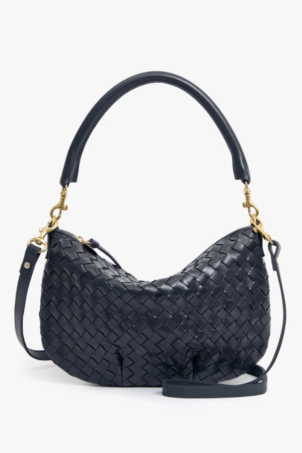 Clare V. Petit Moyen Messenger-Medium Woven Diagonal Messenger Bag