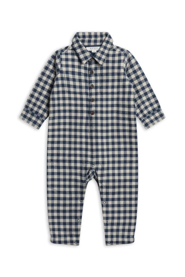 KIDS colored organics Mishka Flannel Lined Collar Romper
