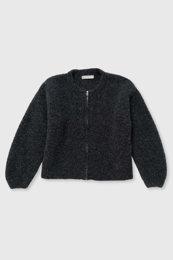 Micaela Greg Bouclé Zip Cardigan - Charcoal