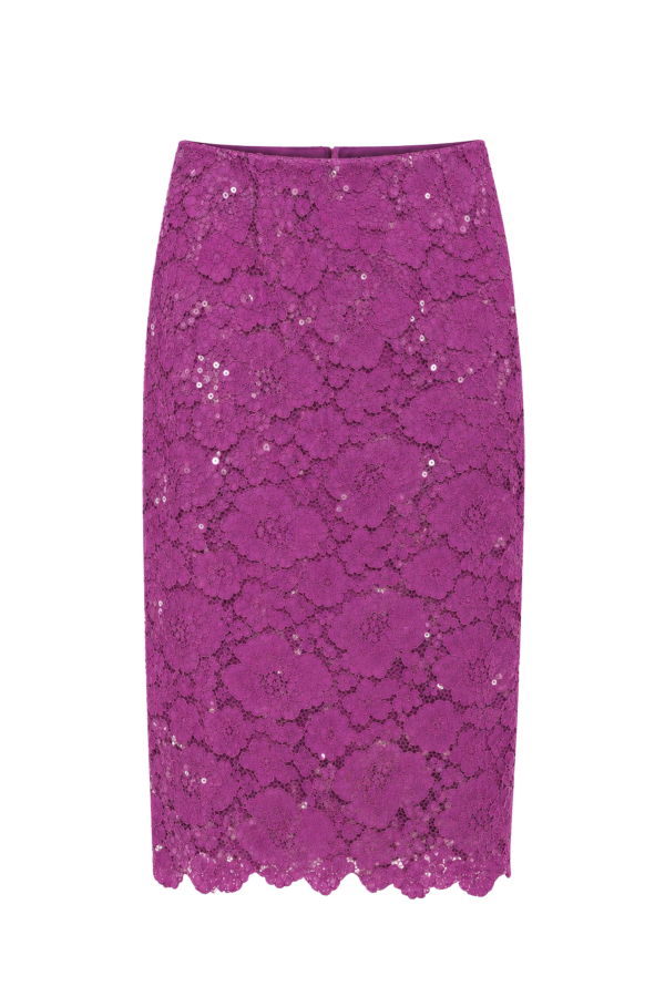 Cartolina Mulberry Sequin Lace Midi Skirt - Orchid Purple