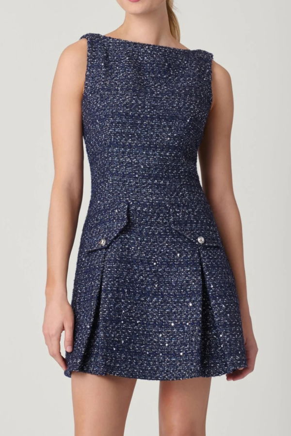 Shoshanna Bradford Dress - Navy/Silver
