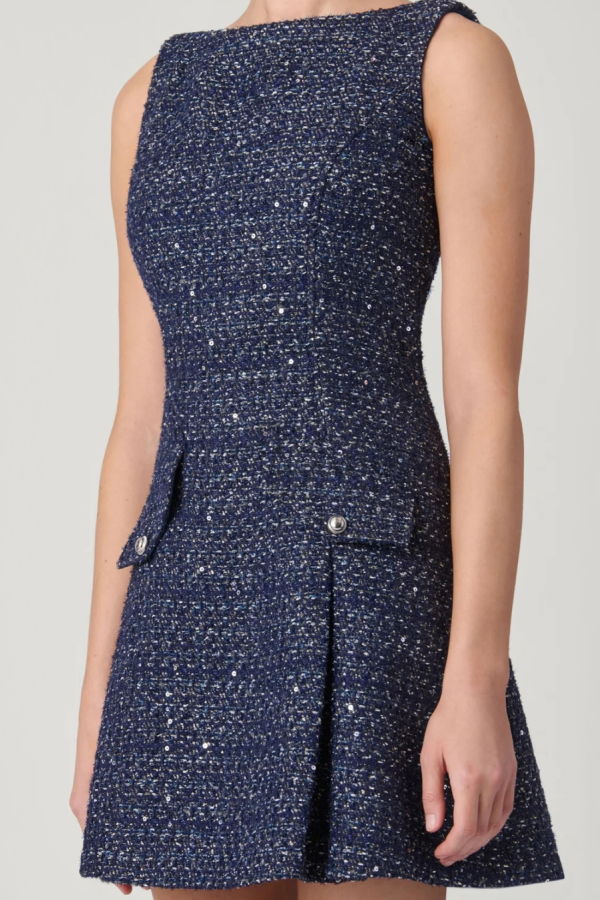 Shoshanna Bradford Dress - Navy/Silver
