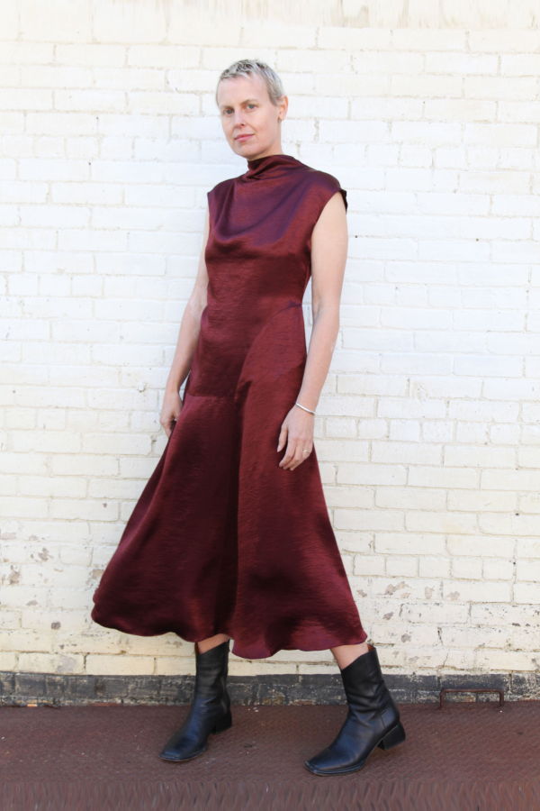 Atelier Delphine Twisted Dress in Crinkled Satin