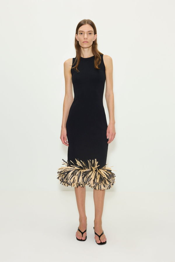 Simon Miller Boa Raffia Midi Dress - Black