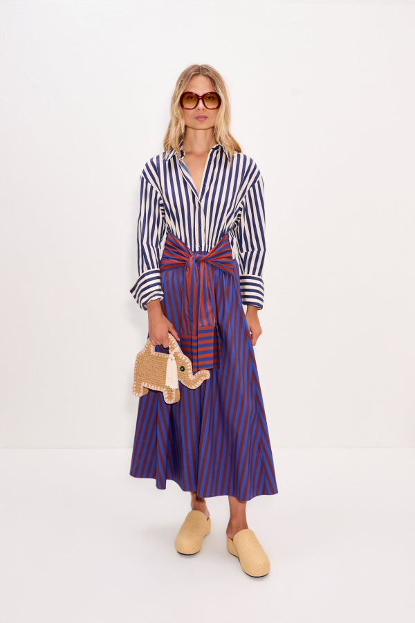 Simon Miller Inna Poplin Maxi Dress - Cobalt Stripe Multi