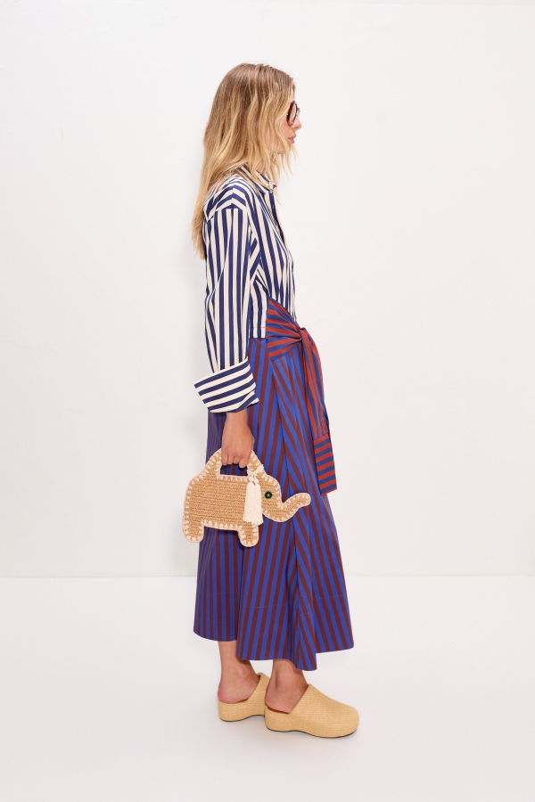 Simon Miller Inna Poplin Maxi Dress - Cobalt Stripe Multi