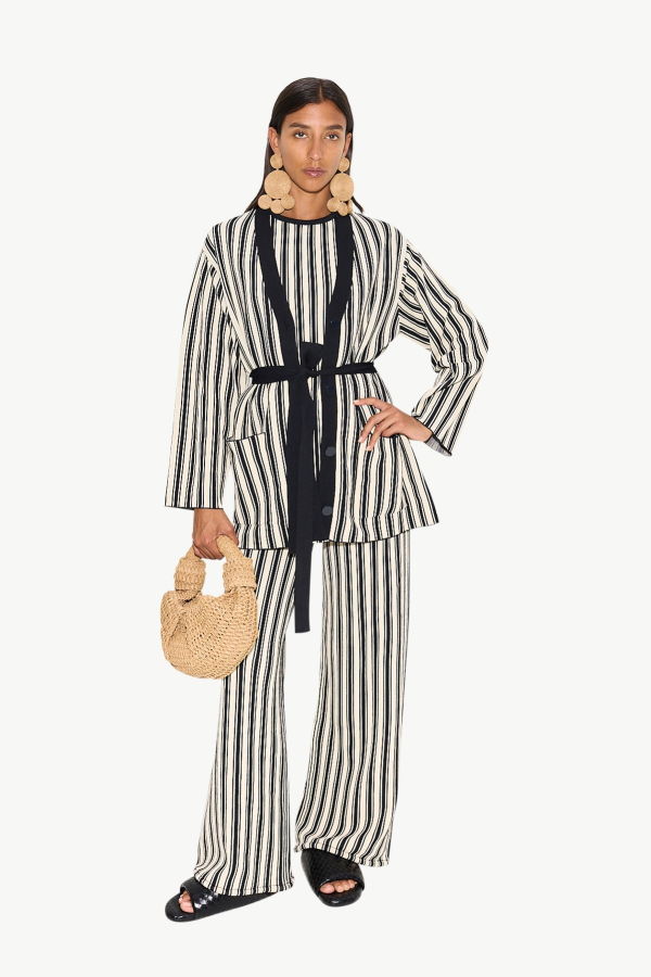 Simon Miller Knits By Jabber Pant - Black/Rice Flour Stripe