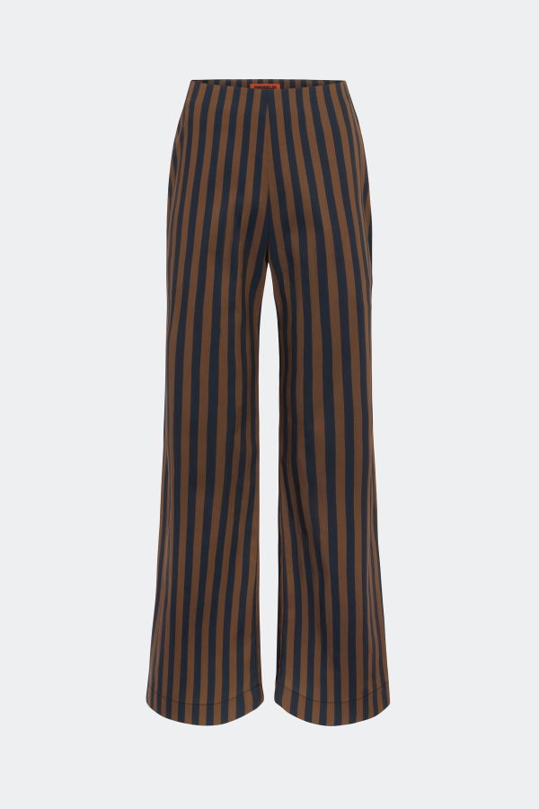 Simon Miller Pia Poplin Pant - Black/Choco Brown Stripe