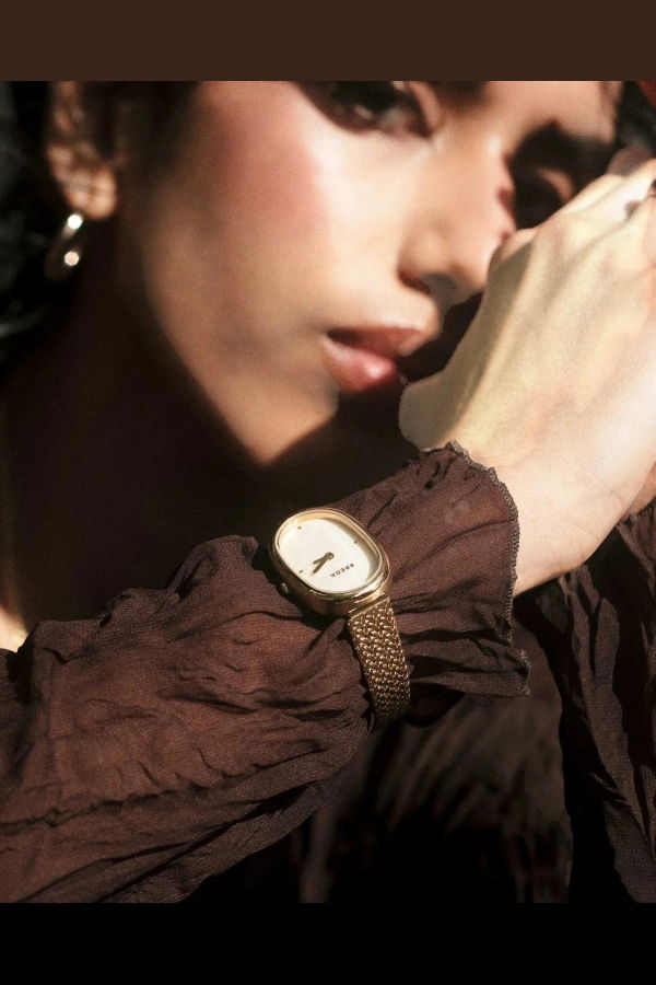 Breda Jane Tethered Gold Mesh Bracelet Watch