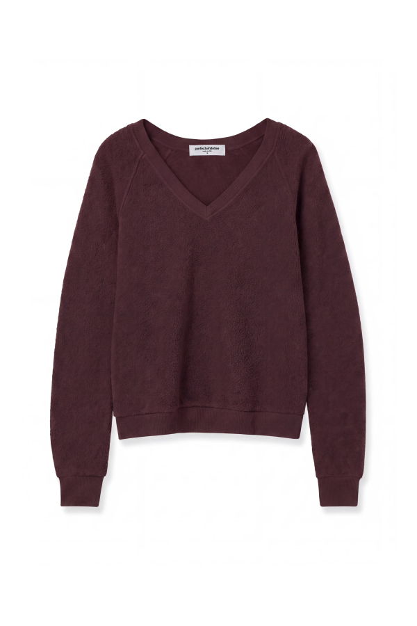Perfect White Tee Ziggy Reverse Fleece V-Neck Sweatshirt
