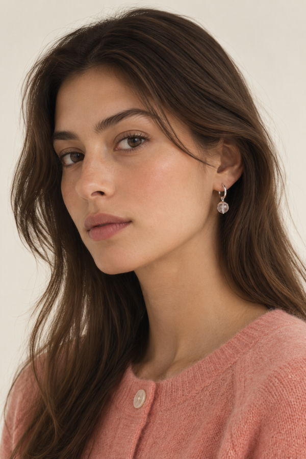 Chan Luu Bell Hoop Earrings - Clear Quartz