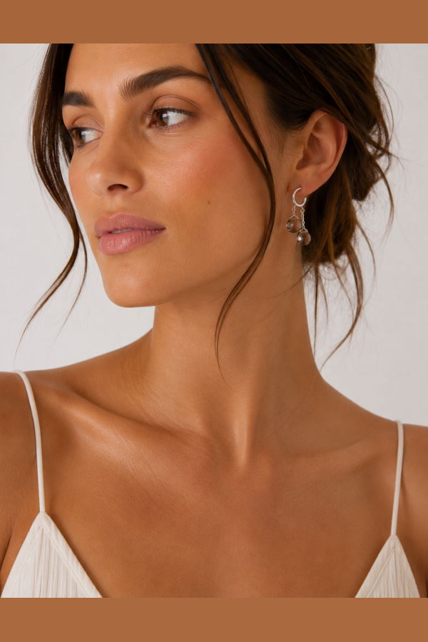 Chan Luu Dew Drop Hoop Earrings - Smokey Quartz