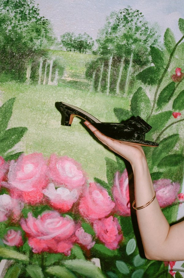 Mari Giudicelli Velvet Jeanne Sandal - Black Mari Giudicelli Velvet Jeanne Sandal - Black