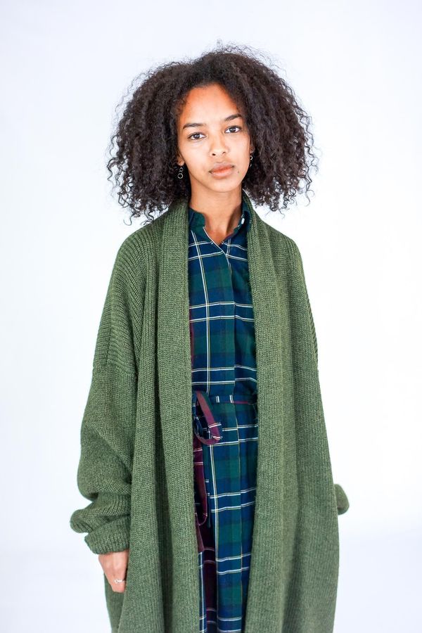 Ali Golden Alpaca Wool Acrylic Chunky Cardigan - Olive | Garmentory