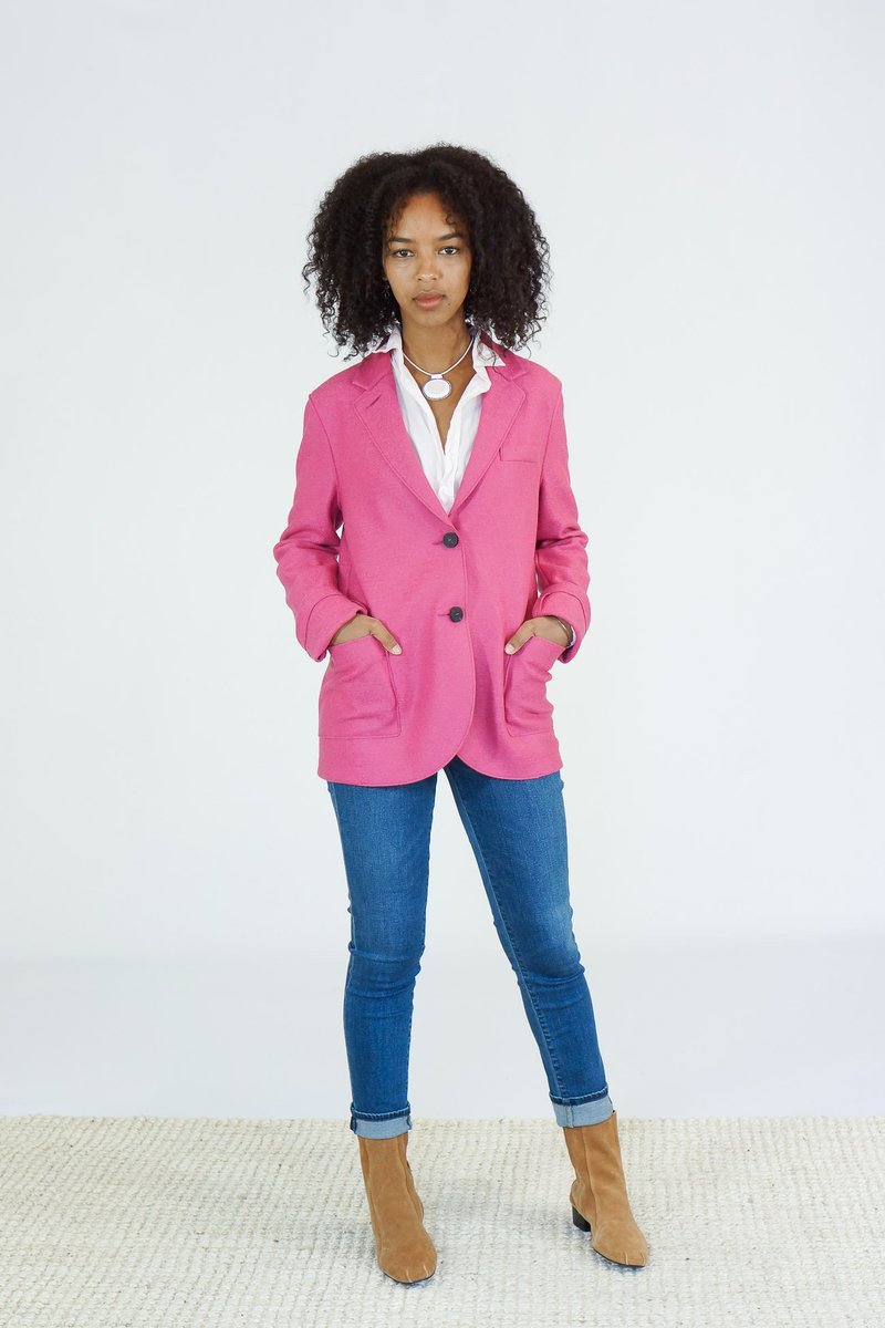 Harris Wharf London Pressed Wool Boyfriend Blazer - Bubble Pink 