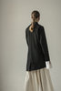 K M by L A N G E DECONSTRUCTED LINEN ASYMMETRIC JACKET - BLACK  - Thumbnail 9