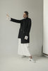 K M by L A N G E DECONSTRUCTED LINEN ASYMMETRIC JACKET - BLACK  - Thumbnail 11