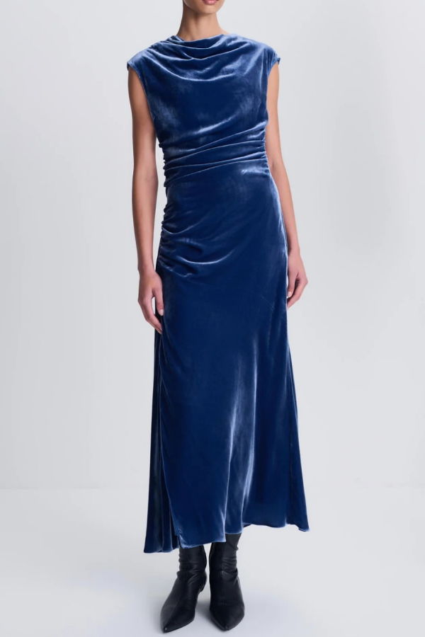 Jonathan Simkhai Burke Sleeveless Draped Midi Dress - Sapphire
