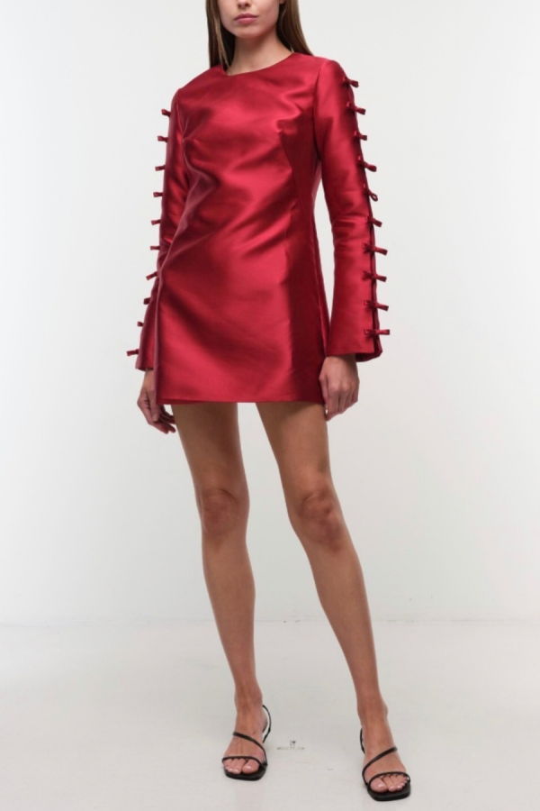 Jonathan Simkhai Fiora L/S Mini Dress - Lipstick