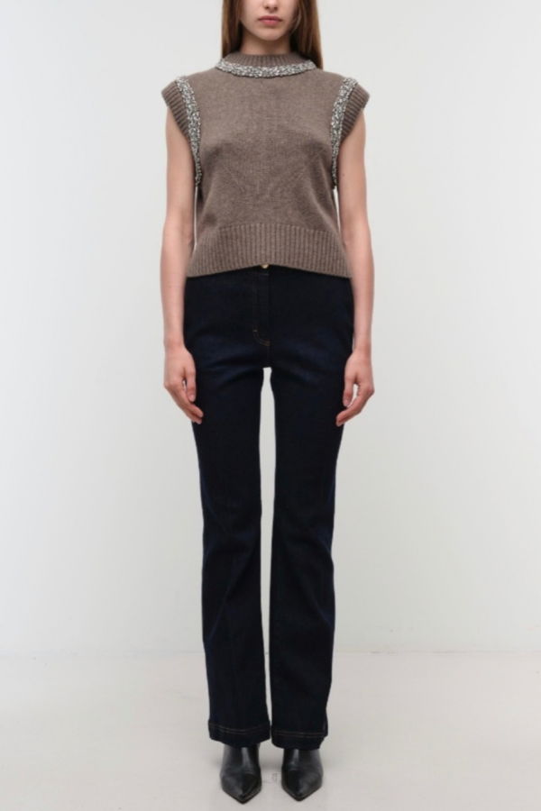 Jonathan Simkhai Joanae Embellished Pullover - Birch Melange