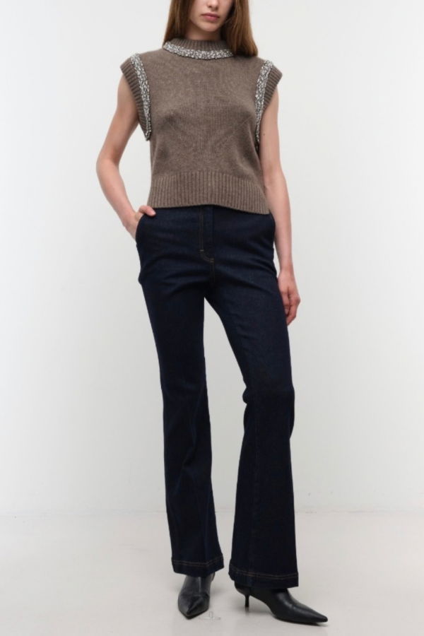 Jonathan Simkhai Joanae Embellished Pullover - Birch Melange