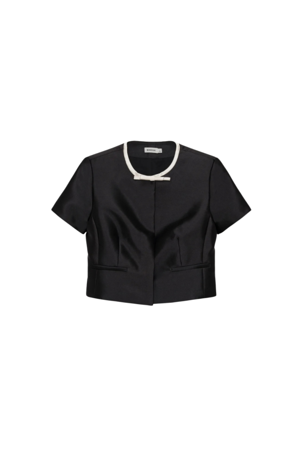 Jonathan Simkhai Naelle Short Sleeve Top - Black Frost Multi
