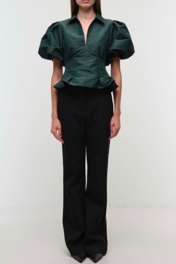 Jonathan Simkhai Nessa Short Sleeve Top - Spruce