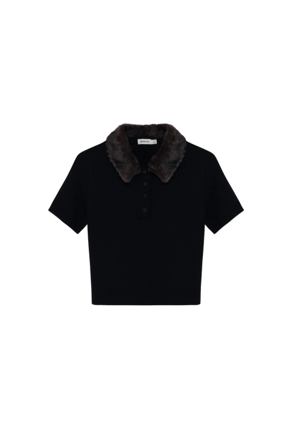 Jonathan Simkhai Vayla S/S Polo - Black Chocolate Multi