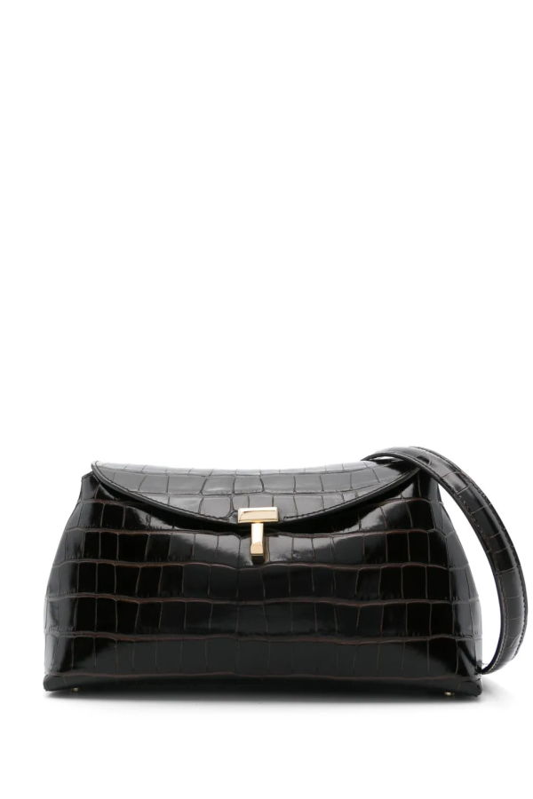 Totême T-Lock Croco-Embossed Clutch