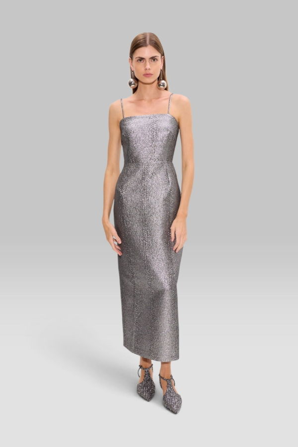 Simon Miller Verdelle Metallic Midi Dress - Pewter