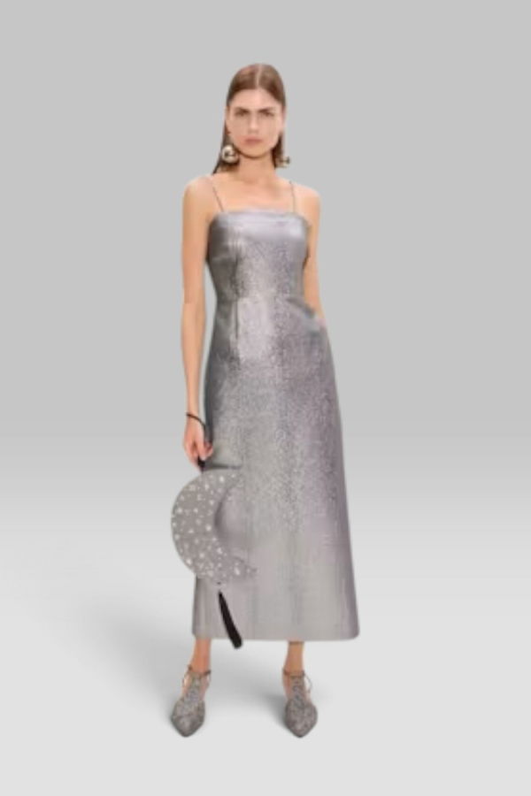 Simon Miller Verdelle Metallic Midi Dress - Pewter