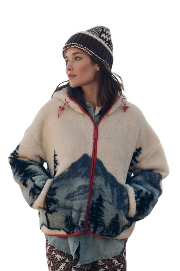 The Great. The Plush Horizon Full Zip Jacket - Snowcap View Landscape