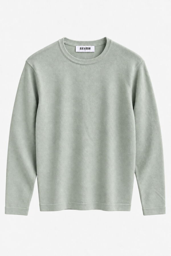 Blue&Cream Reade Light Weight Crewneck - Eucalyptus