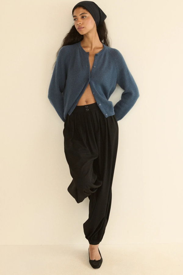 DÔEN Peroline Cashmere Cardigan - Blue Stone