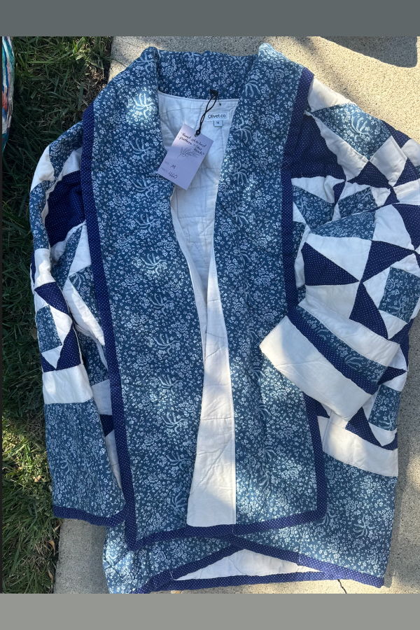 Olivet Hand-Stitched Kimono Jacket - Star Black