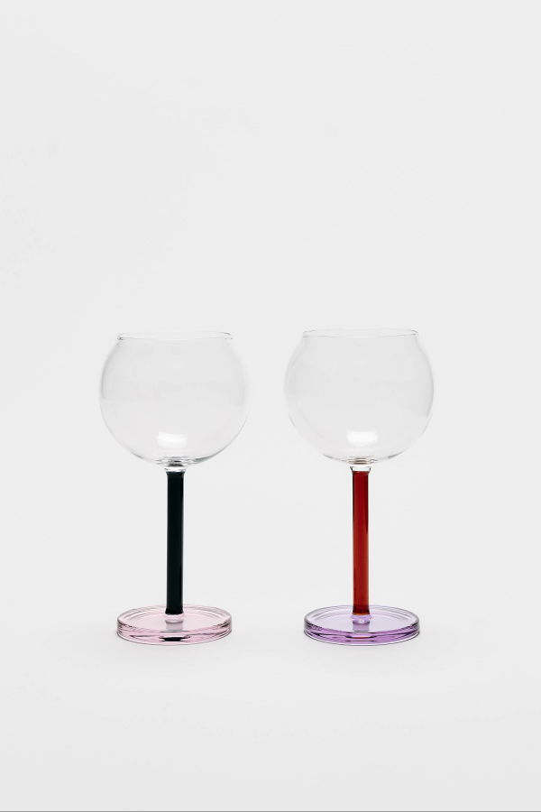 Sophie Lou Jacobsen Bilboquet Twilight Wine Glasses - Amber / Lilac / Midnight Blue / Pink