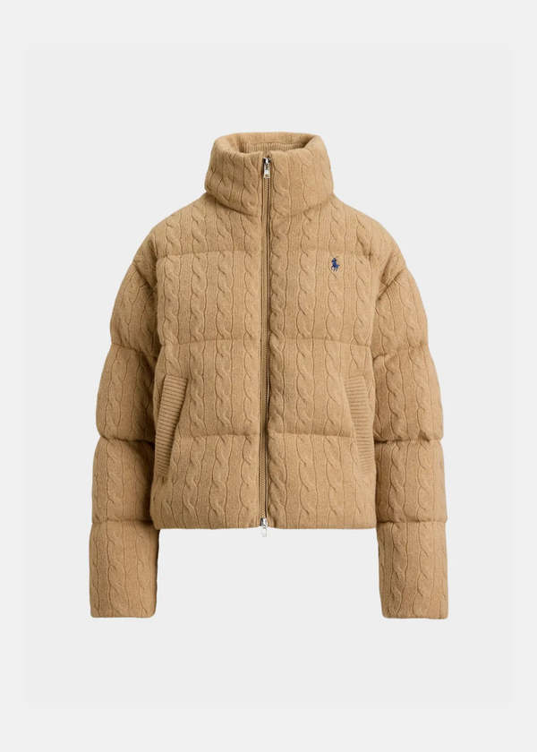 All Thread Cabling Polo Ralph Lauren Cable Wool-Cashmere Puffer Jacket - Medium Beige ...