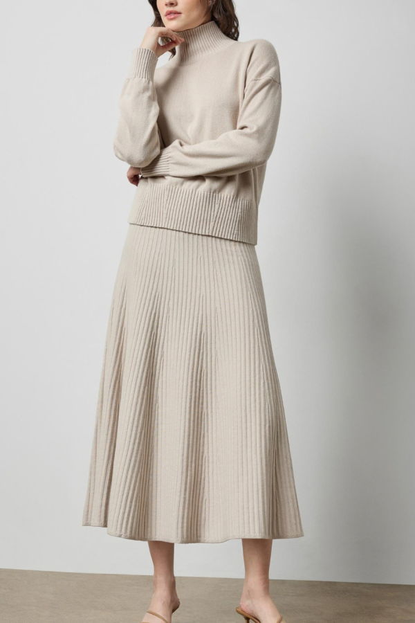 Lilla P. Knit Flared Skirt - Dove
