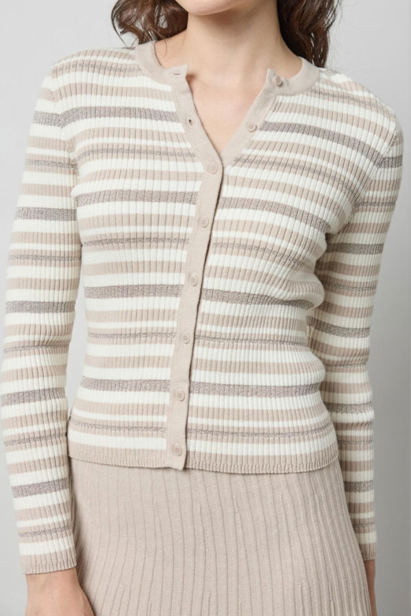 Lilla P. Metallic Stripe Cardigan - Light Multi Stripe