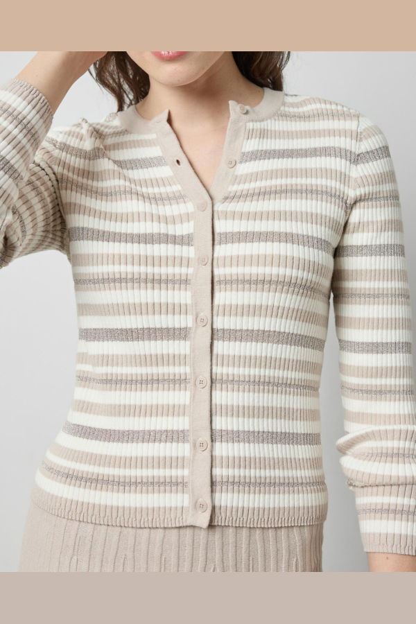 Lilla P. Metallic Stripe Cardigan - Light Multi Stripe