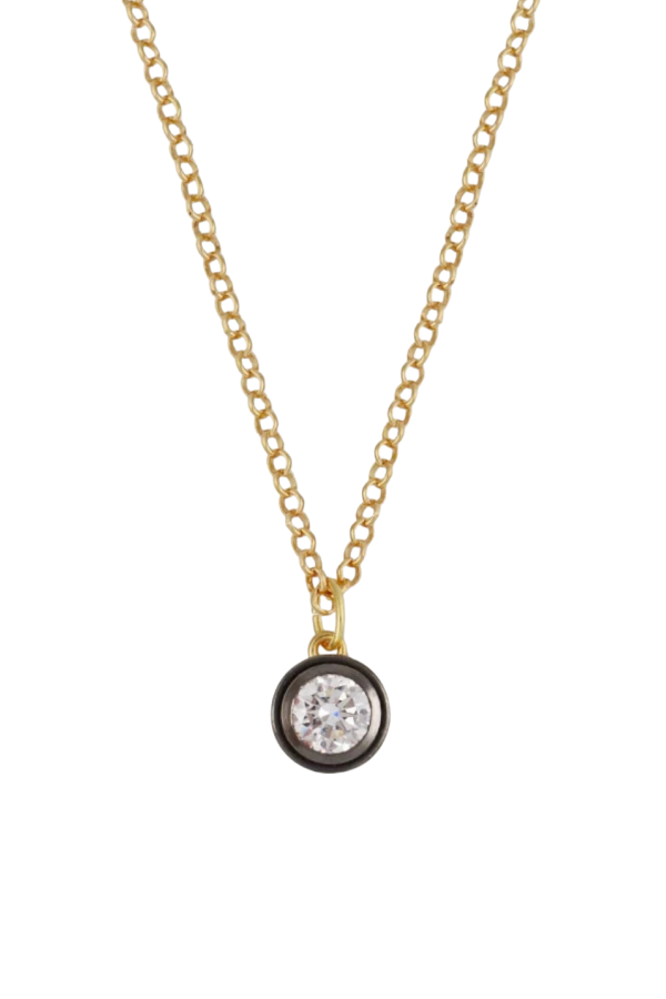 Hart Bezel Charm Necklace - Rhodium