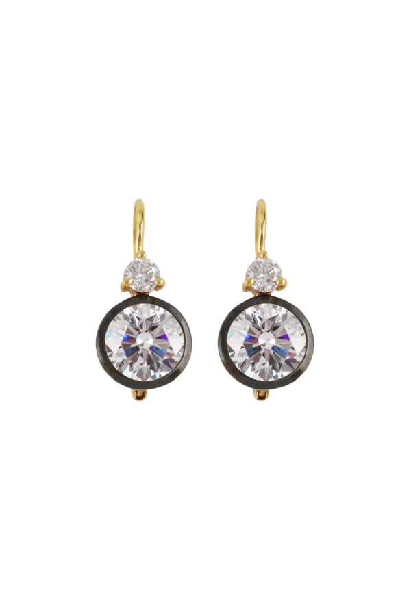 Hart Double Bezel Drop Earrings - Rhodium