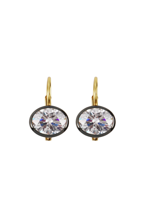Hart Oval Bezel Earrings - Rhodium