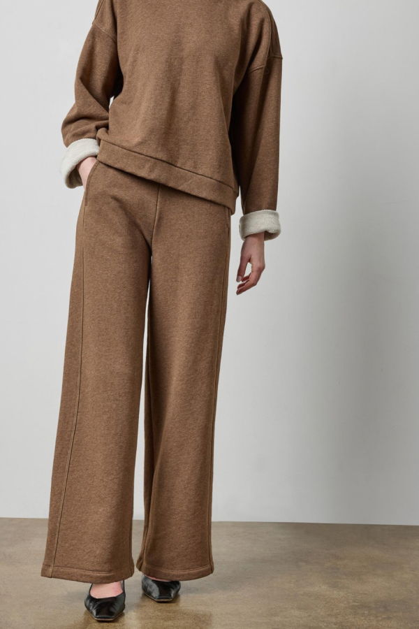 Lilla P. Side Panel Terry Pant - Cocoa Heather