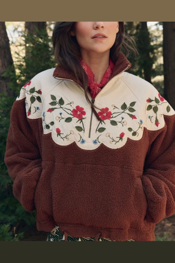 The Great. The Plush Wildflower Pullover - Chestnut