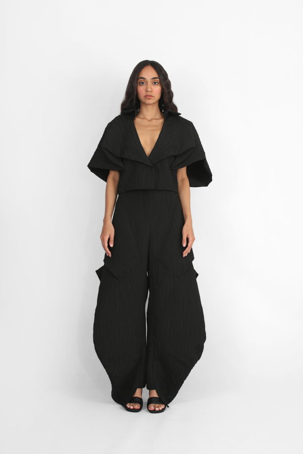 Solouk Eternal Fold Jacquard Cropped Jacket