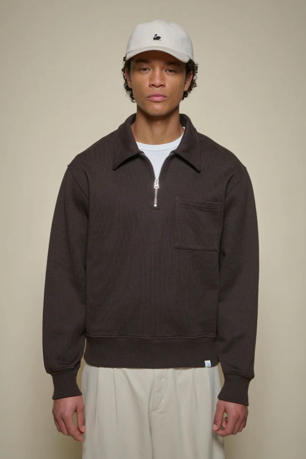 Merz b. Schwanen ZIP03.199 Authentic Fleece Polo-Collared Half-Zip Sweatshirt