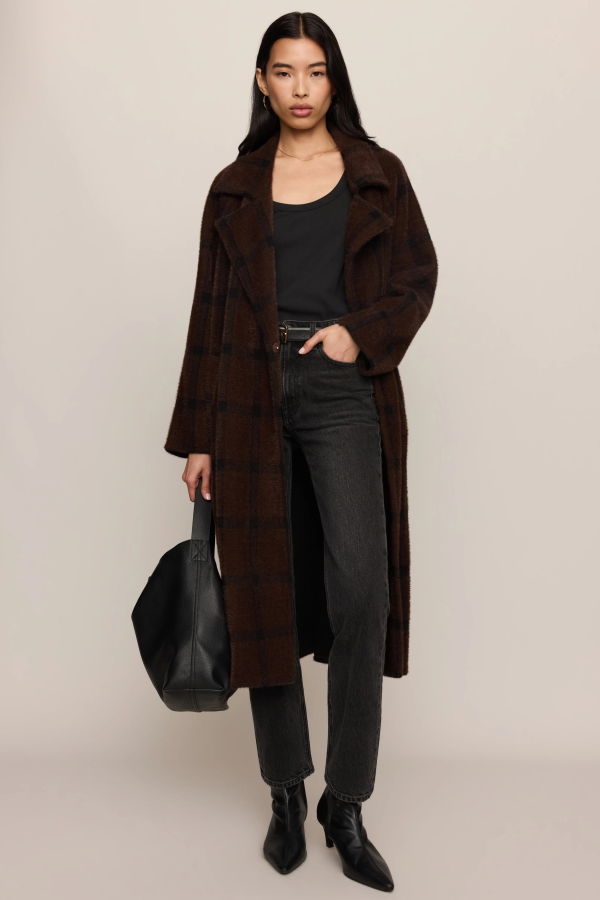 Z Supply Crosby Plaid Cocoon Coat - Dark Chocolate